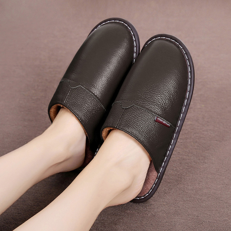 Flip Flop Leather Men - Marke Hause Leder Hausschuhe Männer und