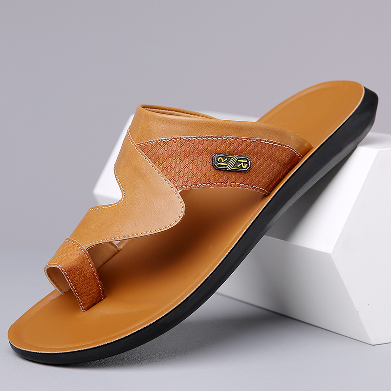 Flip Flop Leather Men - Herren 2026 Neue Leder-Sandalen Atmungsaktiv Rutschfest