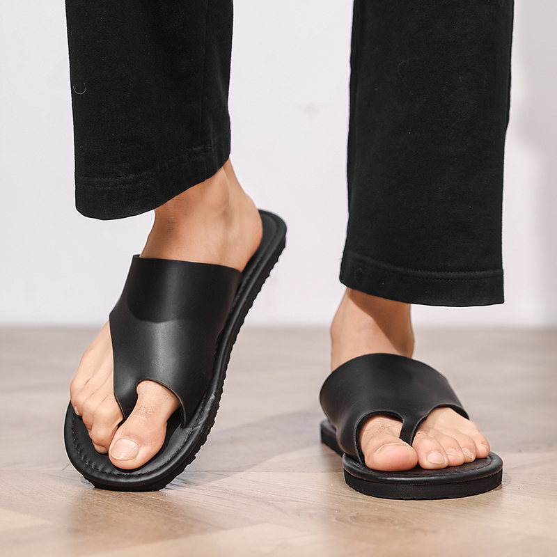 Flip Flop Leather Men - Hochwertige Herren-Hausschuhe, modische Flip-Flops, atmungsaktive Ledersandalen,