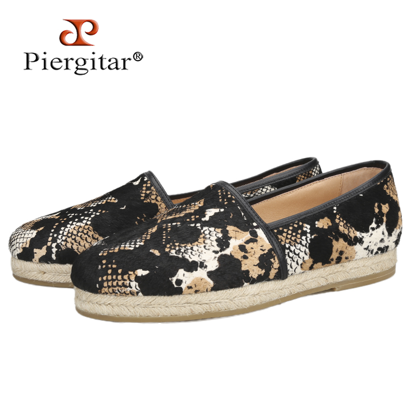 Espadrille Slip On - Piegitar New Style Mehrfarbige Schlangenprägung Rosshaar