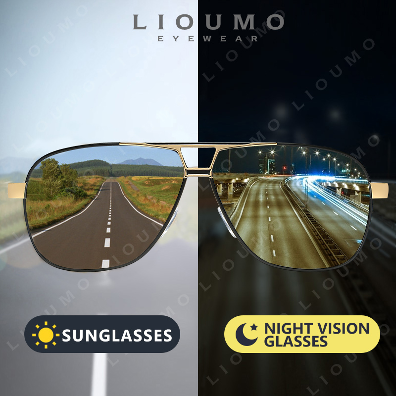 Sunglasses Aviator Polarized - LIOUMO Luftfahrt-Sonnenbrille für Herren, polarisiert, Anti-UV-Verfärbung,