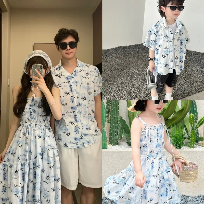 Resort Shirt Floral - Resort-Paar-Look, Sommerkleidung für Eltern und Kinder,