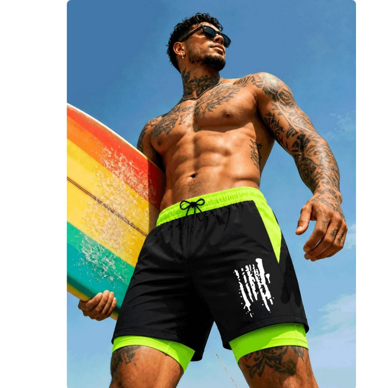 Trunks Board Surf - Herren Zwei-in-Eins Doppellagige Badehose Schnelltrocknende Surf-Boardshorts
