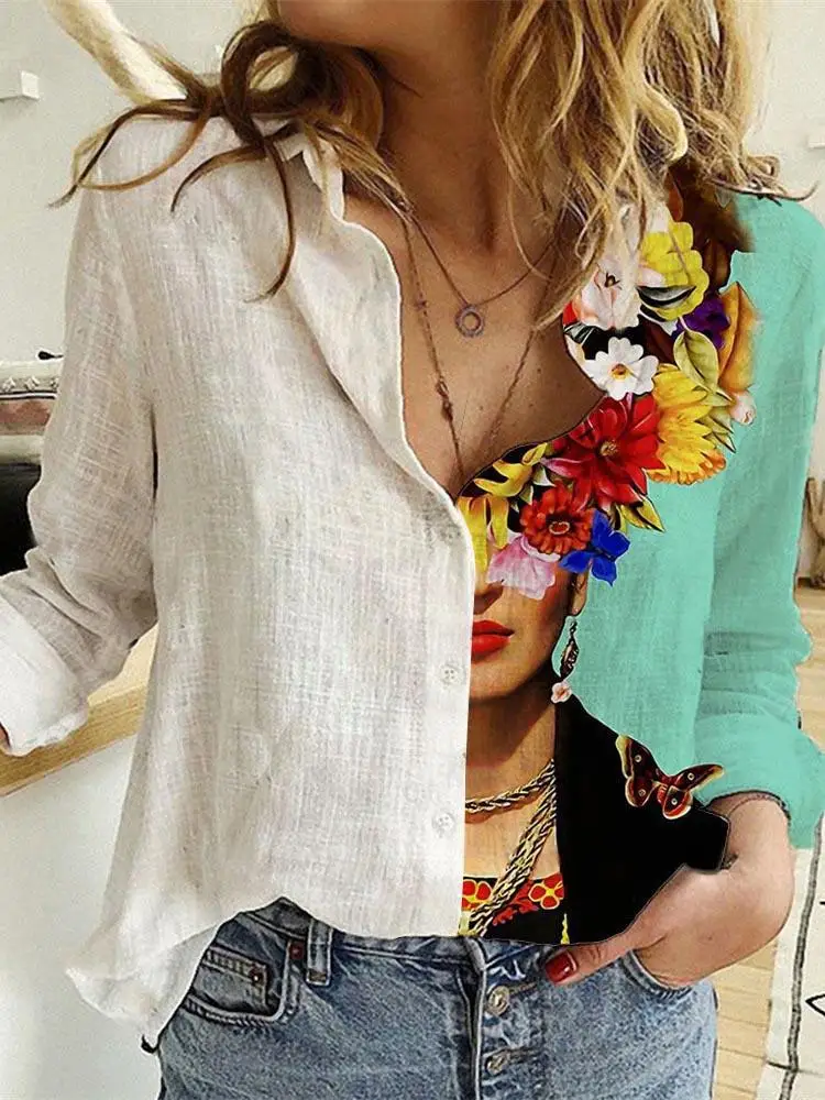 Shirt Camp Collar - Frauen Frühling Und Herbst Lange Hülse