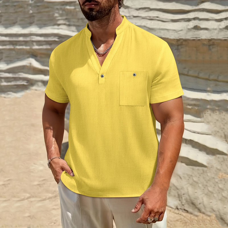 Herren Baumwoll-Leinen Henley- – Linen Shirt Breathable Bewertung und Preis