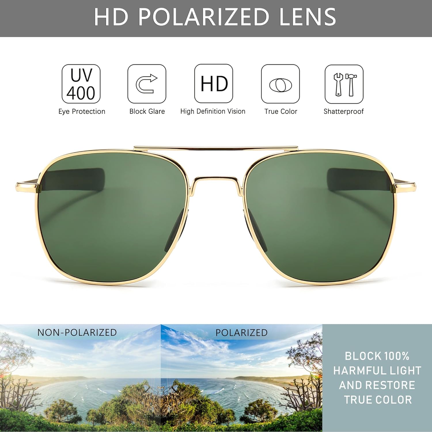 Herren-Sonnenbrille im Militär – Sunglasses Aviator Polarized Bewertung und Preis