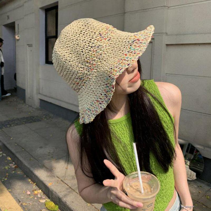 Handgewebter Regenbogen-Strohh – Bucket Hat Straw Bewertung und Preis