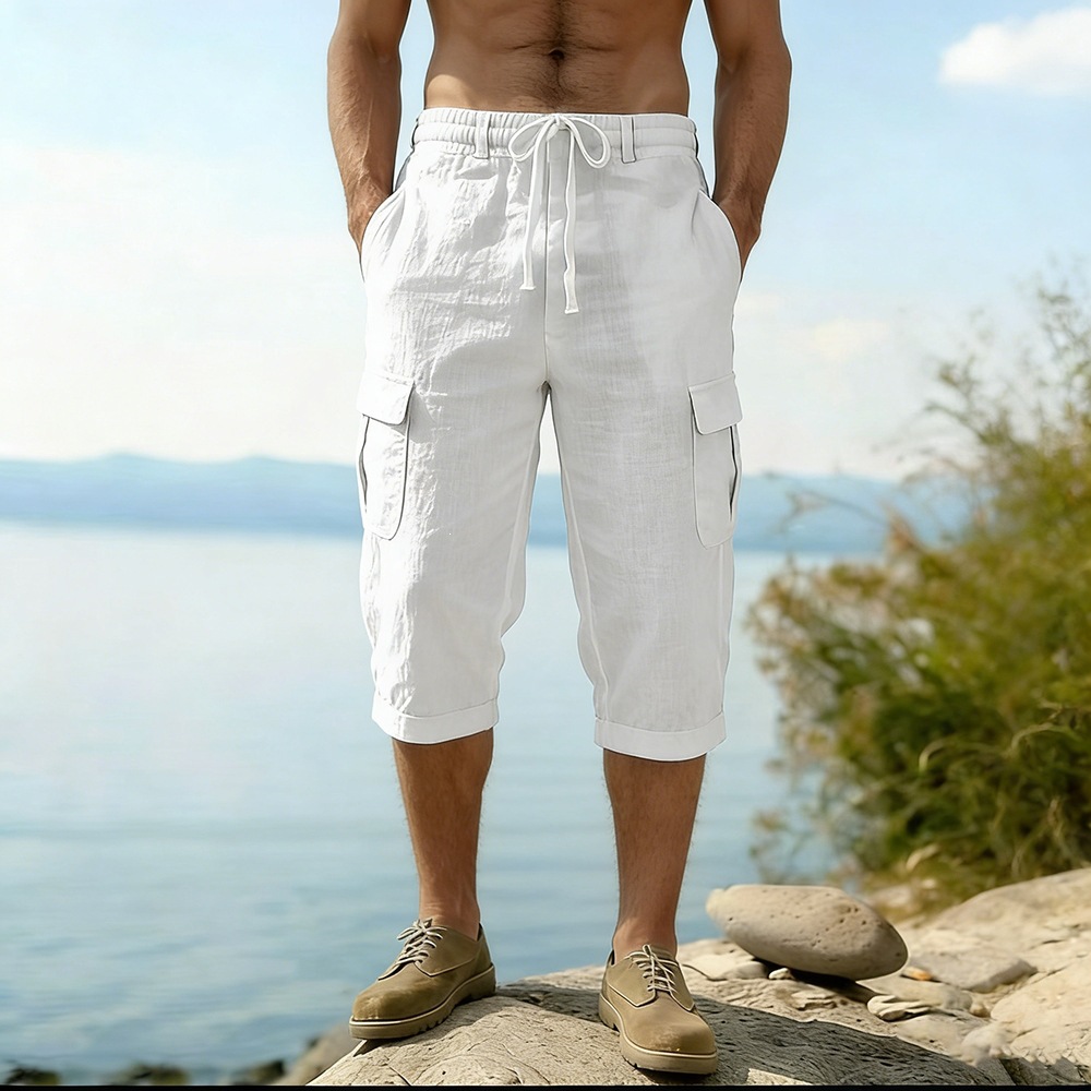 Herren Sommer Baumwoll-Leinen- – Short Linen Drawstring Bewertung und Preis